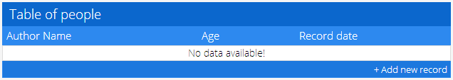 Empty jTable example