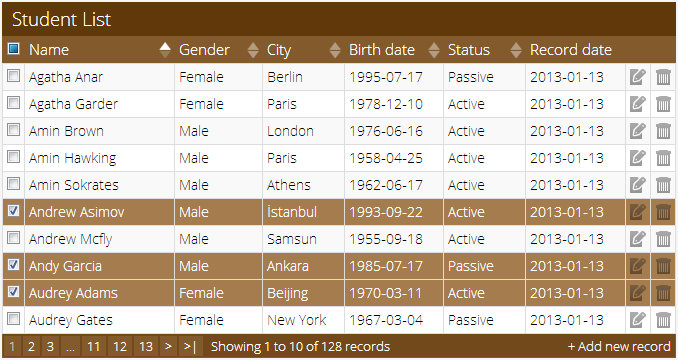 jTable metro style brown theme