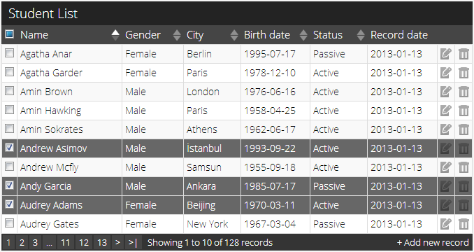 jTable metro style dark gray theme