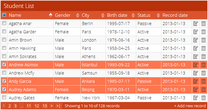 jTable metro style dark orange theme