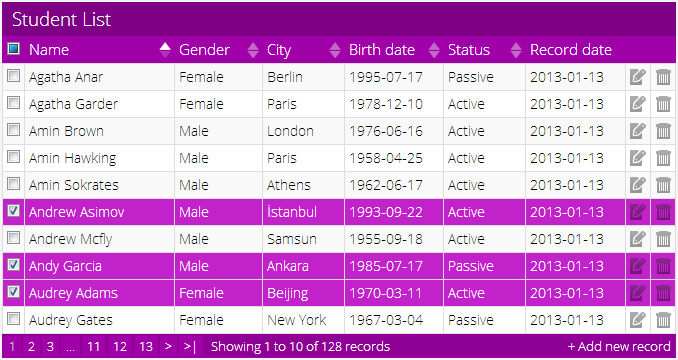 jTable metro style pink theme