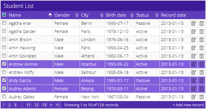 jTable metro style purple theme